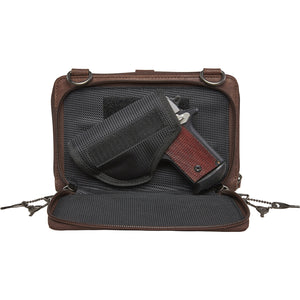 Millie Concealed Carry Leather Crossbody Organizer - Small - Mahogany