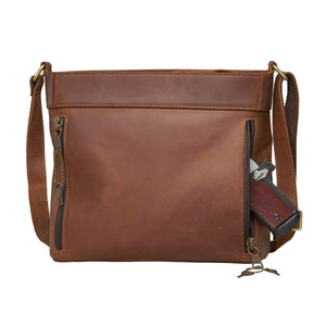 Delaney Concealed Carry Leather Crossbody - Mahogany